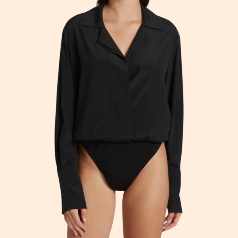 A.L.C. Diana Silk Bodysuit Black